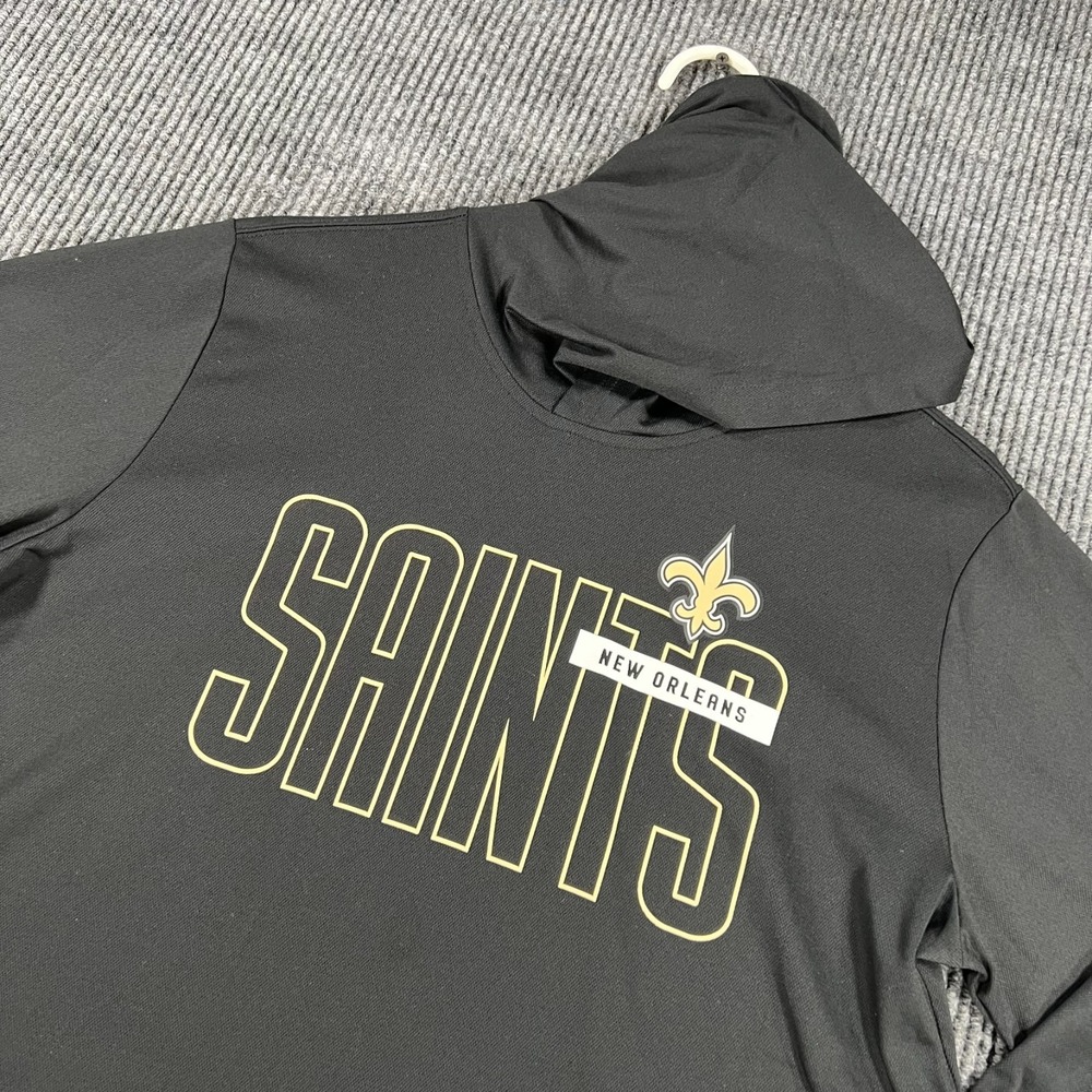 New Orleans Saints Pullover Shirt Mens Medium Black Long Sleeve Hooded Nike NFL